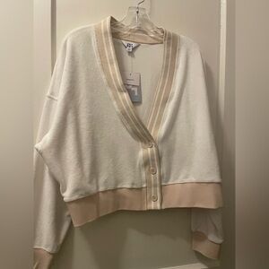 JoyLab Cream and Tan Button-Up Cardigan